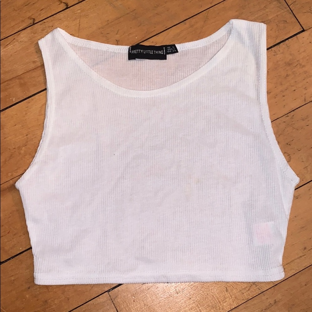 White rib racer crop top